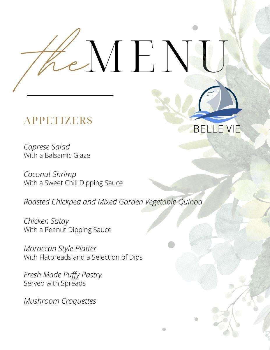Belle Vie Bali 49 yacht catamaran appetizers menu