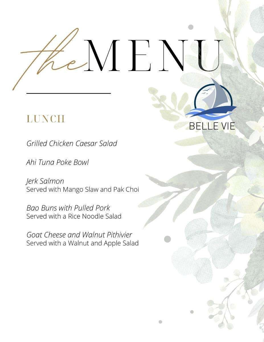 Belle Vie Bali 49 yacht catamaran lunch menu