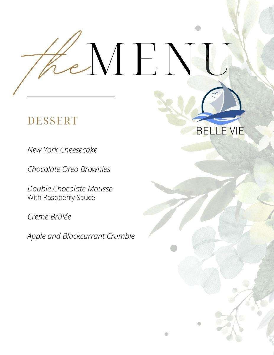 Belle Vie Bali 49 yacht catamaran dessert menu